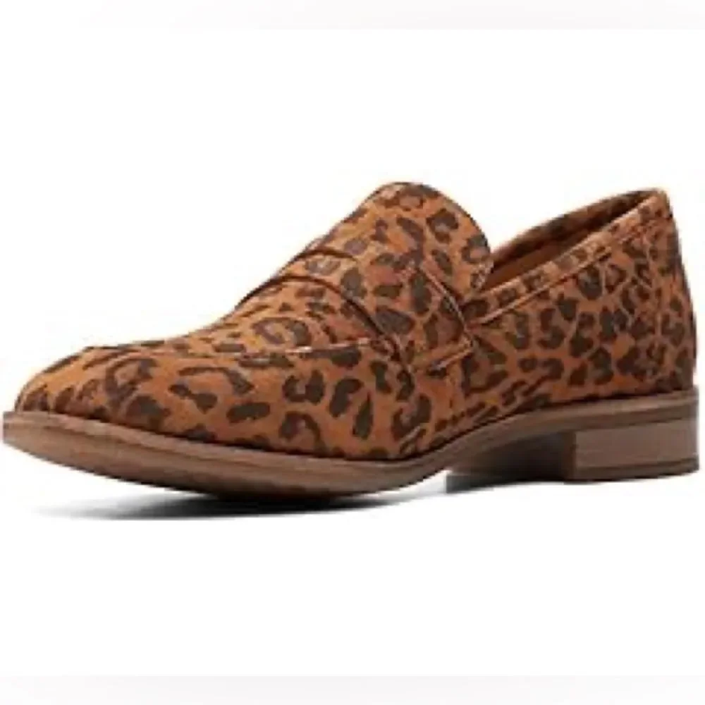 Clarks Brown Leopard Pattern Loafers